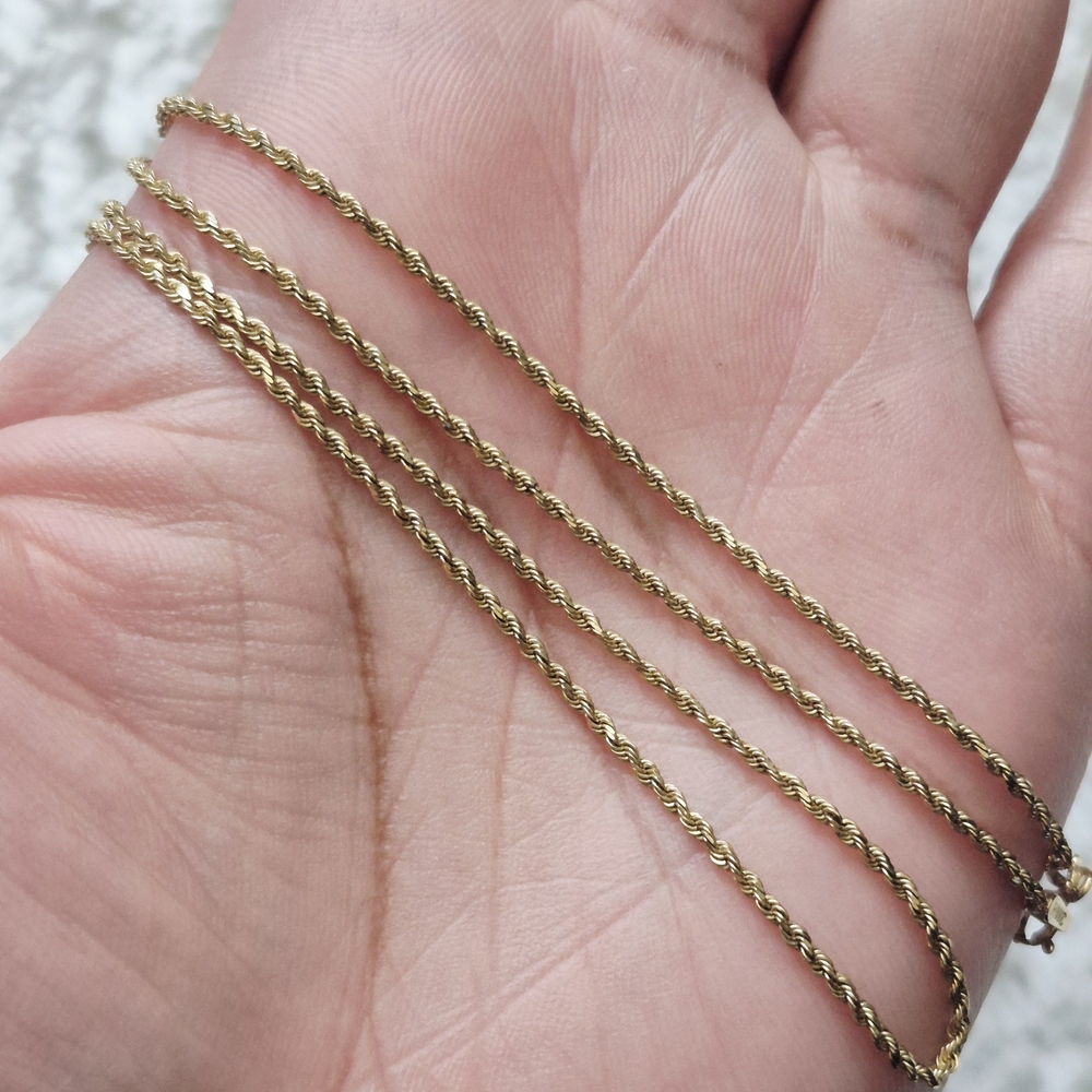 14k Yellow Gold Rope Necklace 2.5mm - Picture 1 of 7